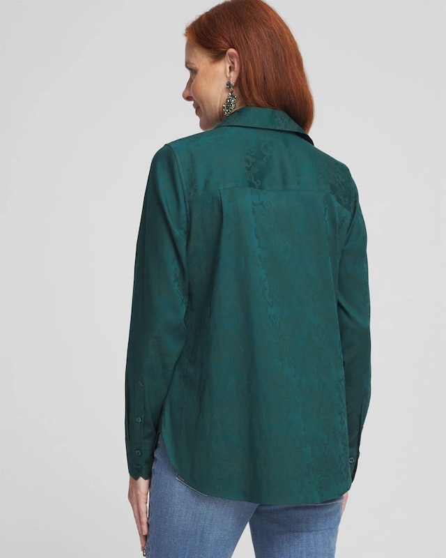 No Iron Green Jacquard Shirt - image 3